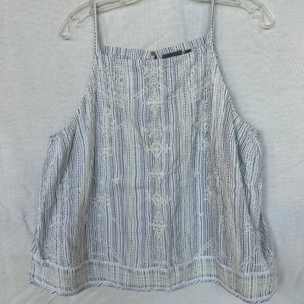 Anthropologie Vanessa Virginia Stripe and Embroidered Halter Top